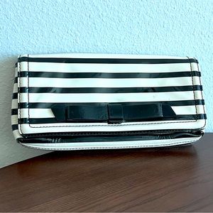 Kate Spade striped clutch wallet (black and white)